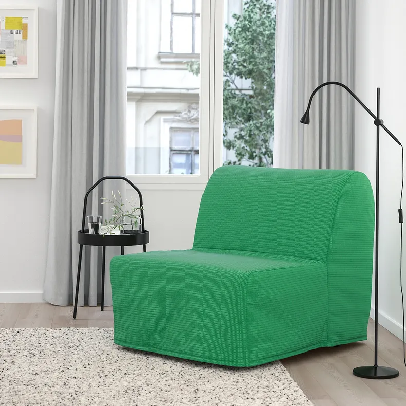 IKEA LYCKSELE LÖVÅS ЛЮККСЕЛЕ ЛЕВОС, крісло-ліжко, ВАНСБРУ яскраво-зелений 593.869.91 фото №2