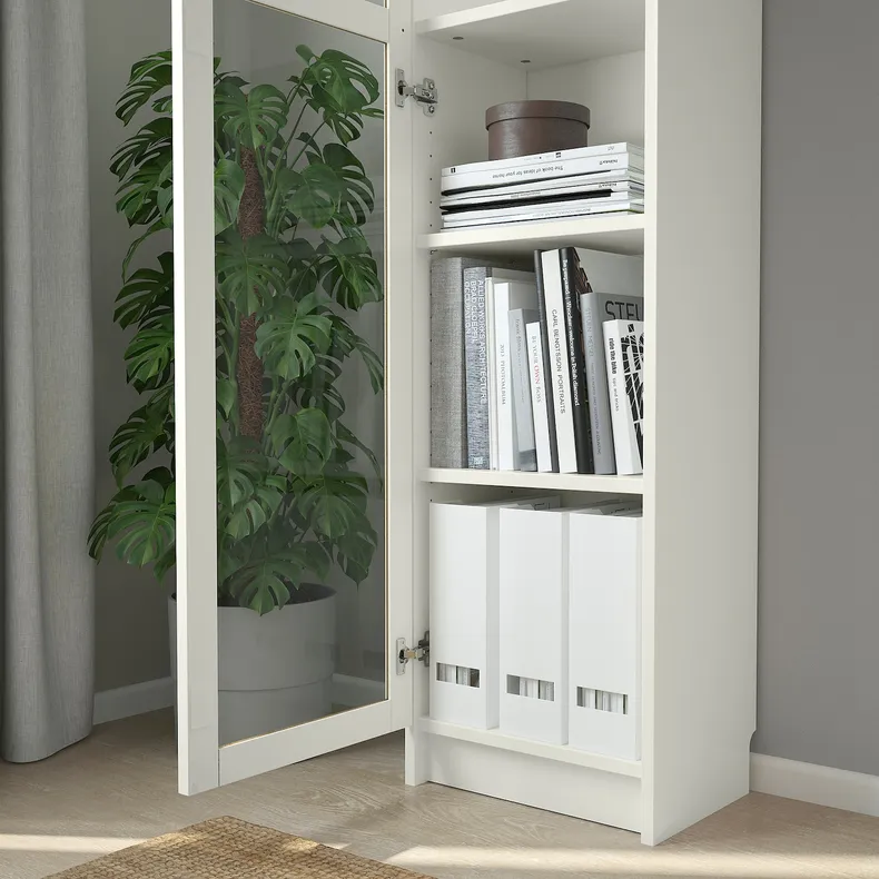 IKEA BILLY БІЛЛІ / OXBERG ОКСБЕРГ, книжкова шафа зі скляними дверцятам, білий/скло, 40x30x202 см 392.873.98 фото №3