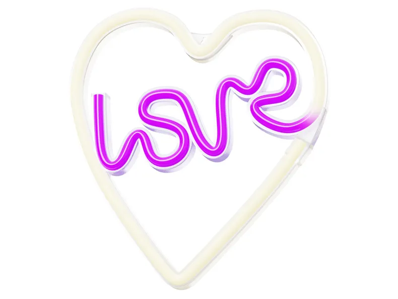 BRW Неоновый настенный светильник Love Heart LED розовый и белый 093797 фото №1