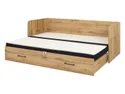 BRW Ліжко розкладне BRW TETRIX 80-160x200 см з ящиком для зберігання, подушками та матрацом, чорний / дуб вотан LOZ/80/160_KPL-DWO/SOLAR_99 фото thumb №4