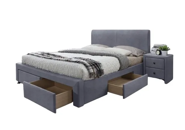 Двуспальная кровать HALMAR С ящиками Modena 3 160x200 см серая фото №1