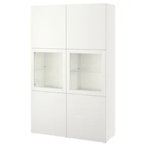 IKEA BESTÅ БЕСТО, комбинация д / хранения+стекл дверц, белое прозрачное стекло Lappviken / Sindvik, 120x42x193 см 290.594.48 фото