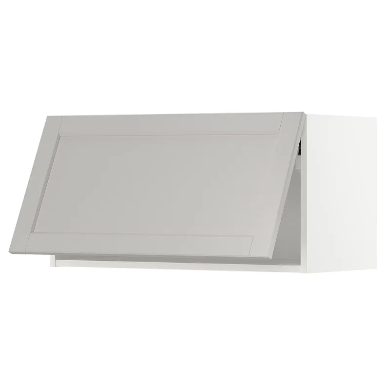 IKEA METOD МЕТОД, навісна шафа з нат мех відкривання, білий / світло-сірий Lerhyttan, 80x40 см 093.944.65 фото №1