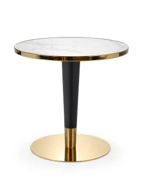 Обідній стіл HALMAR MORATA 79x79 см, білий мармур / чорний / золото фото