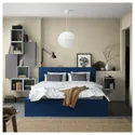 IKEA MALM МАЛЬМ, каркас кровати с 4 ящиками, синий/Лейрсунд, 140x200 см 895.599.85 фото thumb №6