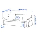 IKEA EKTORP ЭКТОРП, 3-местный диван, Талмира белая/черная 694.305.40 фото thumb №6