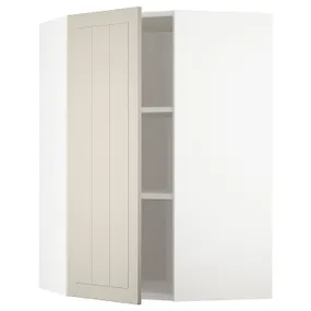 IKEA METOD МЕТОД, кутова навісна шафа з полицями, білий / стенсундський бежевий, 68x100 см 094.079.72 фото