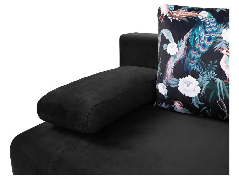 BRW Трехместный диван-кровать Kinga III с ящиком для хранения черный, Дождь 30 черный/принт павлин 02 многоцветный SO3-KINGA_III-LX_3DL-G5_B85286 фото №7
