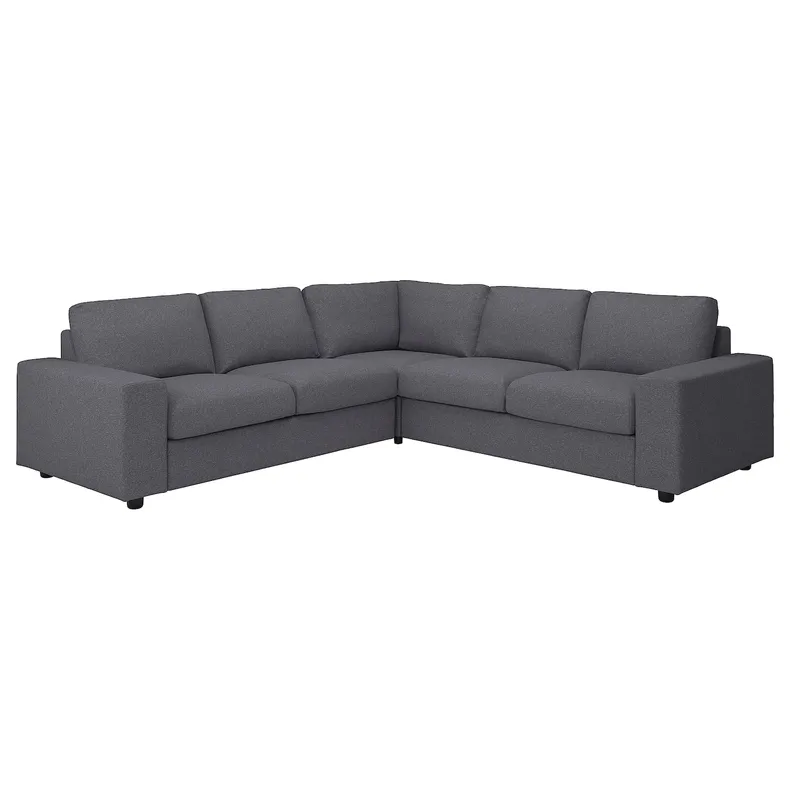 IKEA VIMLE ВИМЛЕ, 4-местный угловой диван, с широкими подлокотниками / средне-серый цвет 994.017.96 фото №1