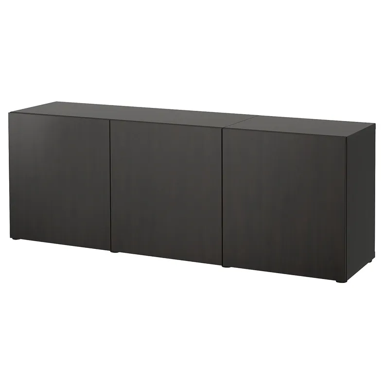 IKEA BESTÅ БЕСТО, комбинация для хранения с дверцами, черный / коричневый / Лапвикен черный / коричневый, 180x42x65 см 393.249.80 фото №1