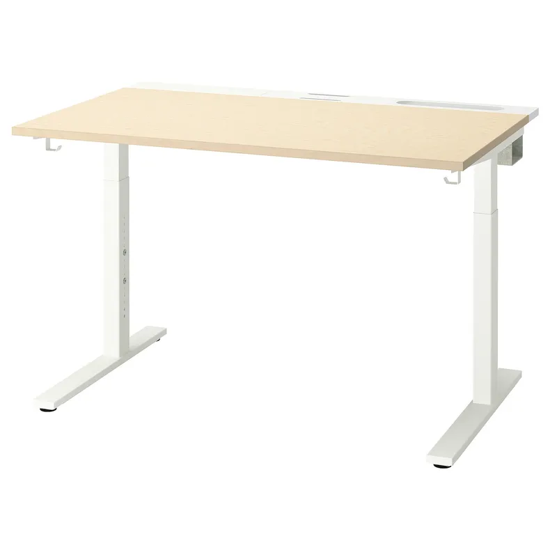 IKEA MITTZON МІТТЗОН, письмовий стіл, береза okl/біла, 120x80 см 995.260.46 фото №1