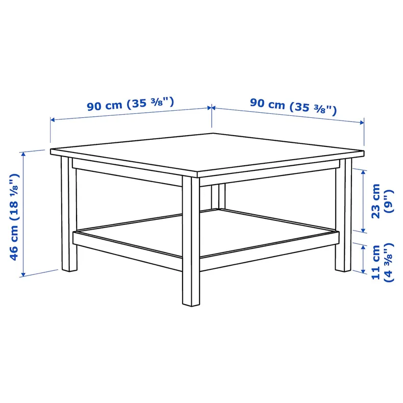 IKEA HEMNES ХЕМНЕС, журнальний столик, біла пляма / світло-коричнева, 90x90 см 304.134.95 фото №4