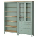 IKEA HEMNES, Комбинация стеллажей с дверями/стойками, серо-зеленое/светло-коричневое пятно, 180x197 см 196.023.41 фото