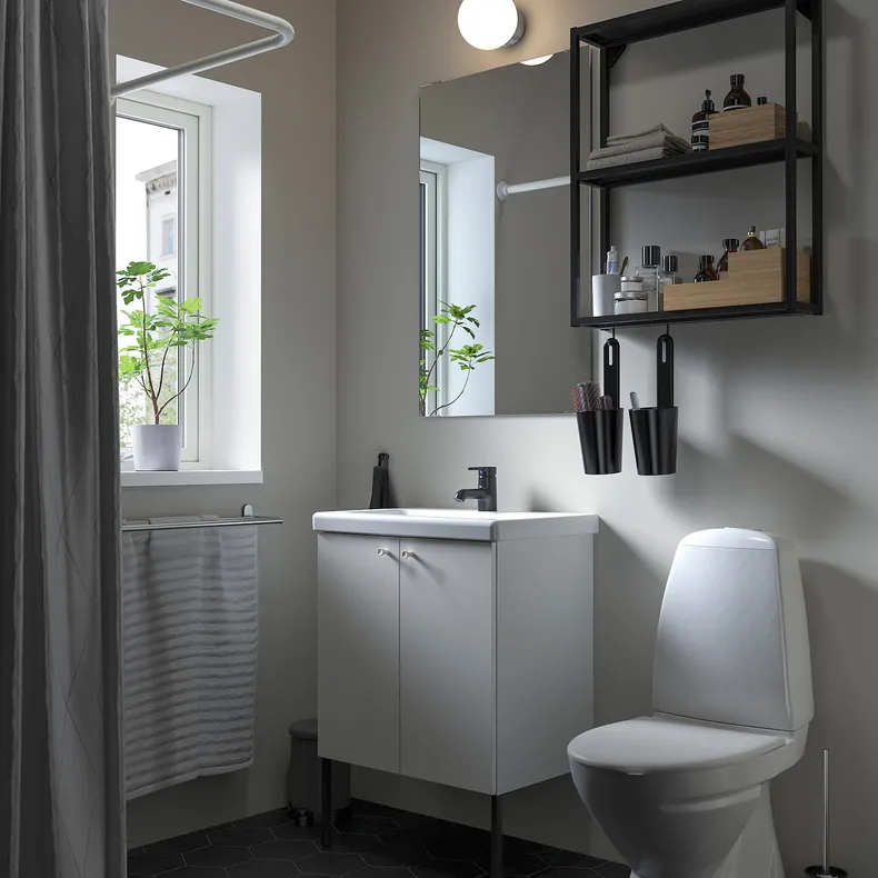 IKEA ENHET ЭНХЕТ, ванная, антрацит / белый, 64x43x87 см 395.476.74 фото №2