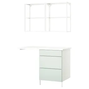 IKEA ENHET ЕНХЕТ, шафа, білий/блідо-сіро-зелений, 121,5x63,5x222 см 595.481.25 фото