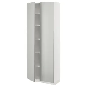 IKEA METOD МЕТОД, высокий шкаф с полками, белый / светло-серый, 80x37x200 см 695.391.87 фото