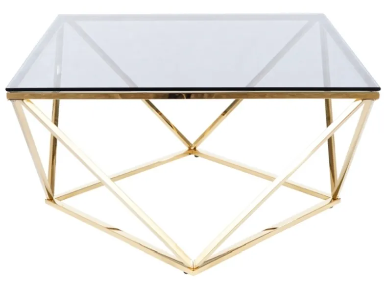 Журнальний столик скляний SIGNAL SILVER B, 50x50 см, димчасте скло / золото фото №5