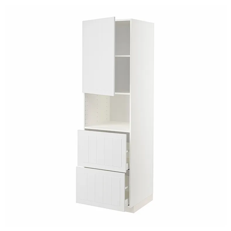 IKEA METOD МЕТОД / MAXIMERA МАКСИМЕРА, высокий шкаф д / СВЧ / дверца / 2ящика, белый / Стенсунд белый, 60x60x200 см 794.567.99 фото №1