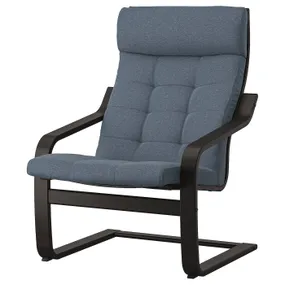 IKEA POÄNG ПОЭНГ, кресло, черный / коричневый / голубой 995.021.87 фото