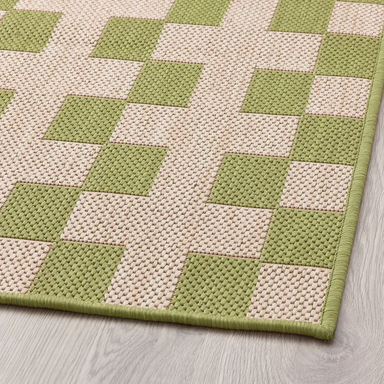 IKEA GÅNGSTIG ГОНГСТИГ, кухонная коврик, Плоское плетение зеленого / кремового цвета, 45x120 см 605.781.40 фото №2
