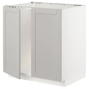 IKEA METOD МЕТОД, напольный шкаф для мойки+2 двери, белый / светло-серый, 80x60 см 794.600.51 фото