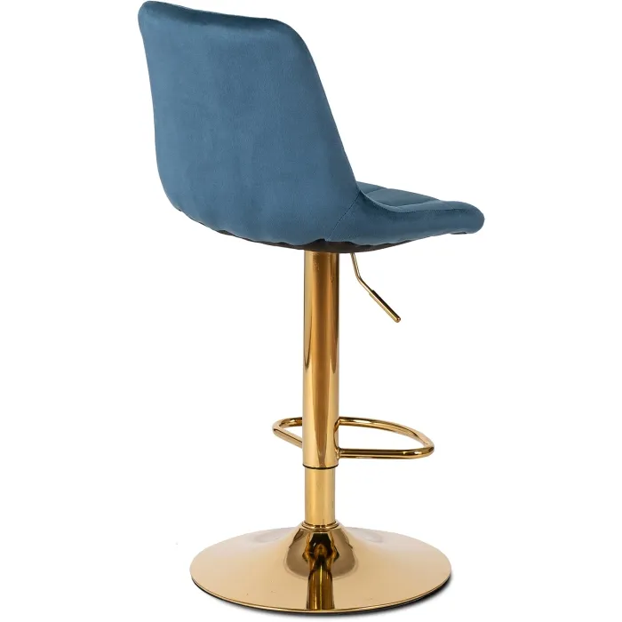 Барный стул бархатный MEBEL ELITE ARCOS Velvet, синий/золотой фото №9