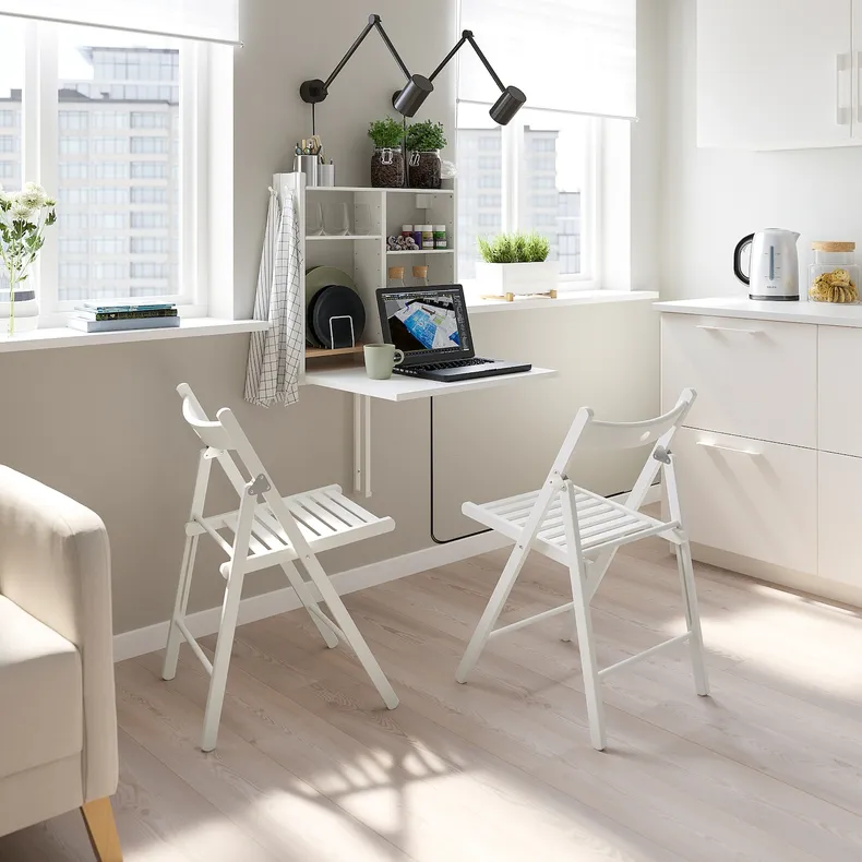 IKEA NORBERG НОРБЕРГ, стіл відкидний із полиц, наст кріпл, білий, 64x60 см 204.979.28 фото №7