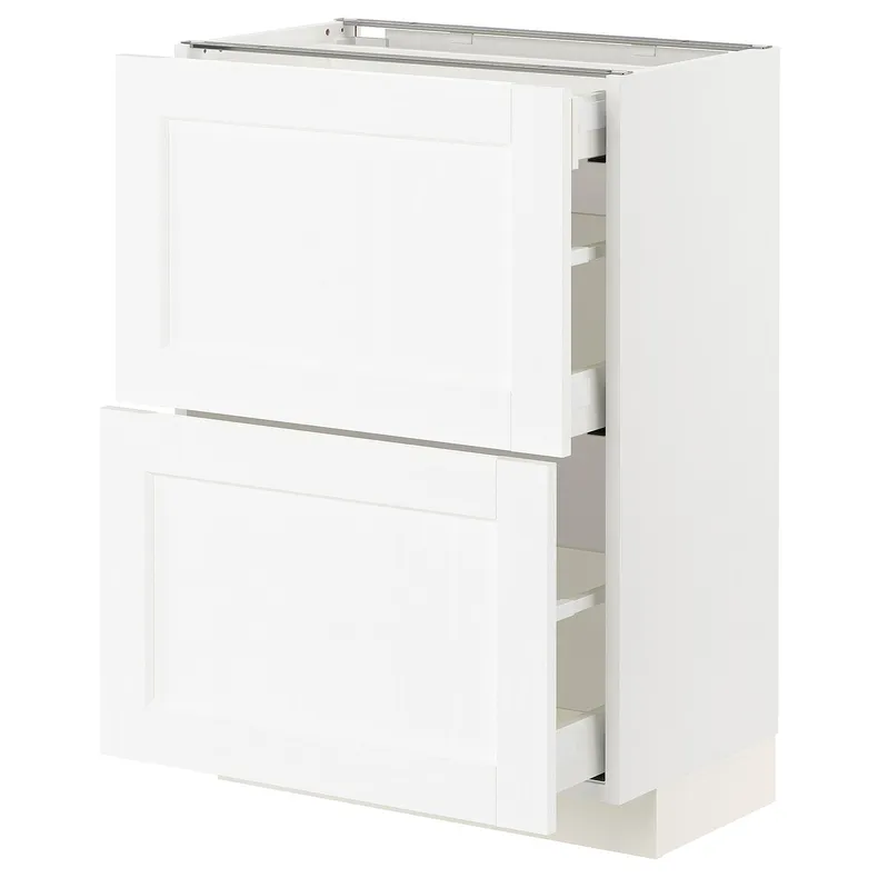 IKEA METOD МЕТОД / MAXIMERA МАКСИМЕРА, напольный шкаф / 2 фасада / 3 ящика, белый Энкёпинг / белая имитация дерева, 60x37 см 594.734.41 фото №1