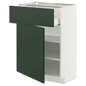 IKEA METOD МЕТОД / MAXIMERA МАКСИМЕРА, напольный шкаф с ящиком/дверцей, белый/Гавсторп темно-зеленый, 60x37 см 395.575.59 фото
