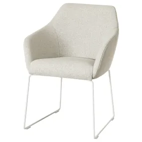 IKEA TOSSBERG ТОССБЕРГ, стілець, білий металл / бежевий Gunnared 805.652.74 фото