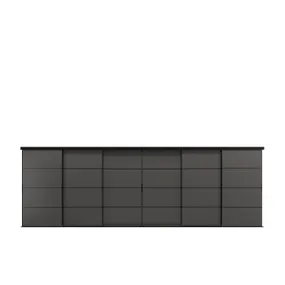 IKEA SKYTTA СКЮТТА / MEHAMN МЕХАМН, дверь раздвижная, комбинация, черный/2стр темно-серый, 603x205 см 095.002.82 фото
