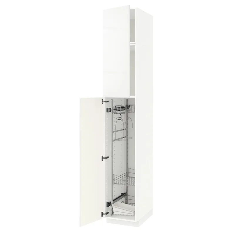 IKEA METOD МЕТОД, высокий шкаф с отд д / акс д / уборки, белый / Рингхульт белый, 40x60x240 см 494.580.40 фото №1