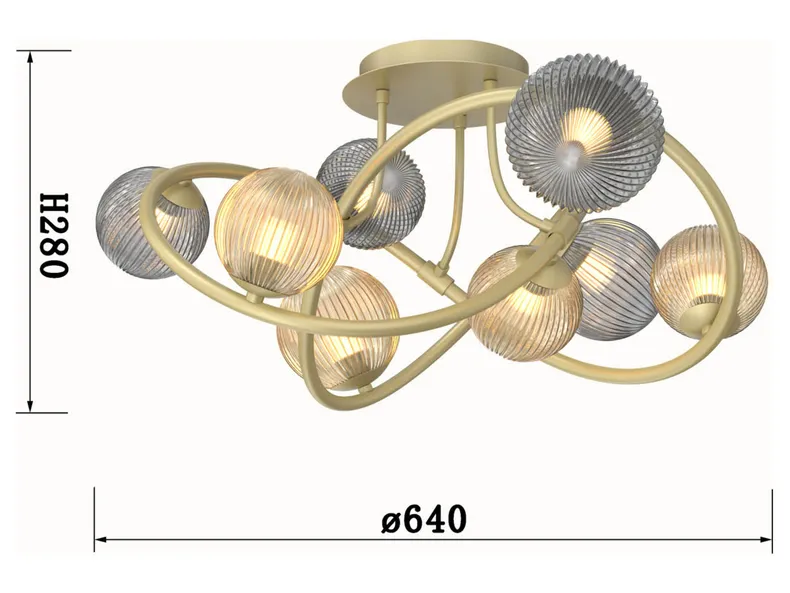 BRW Металлический 8-позиционный потолочный светильник Metz, золото 091068 фото №5