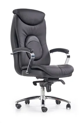 Крісло комп'ютерне офісне обертове HALMAR QUAD чорний, екошкіра перфорована фото