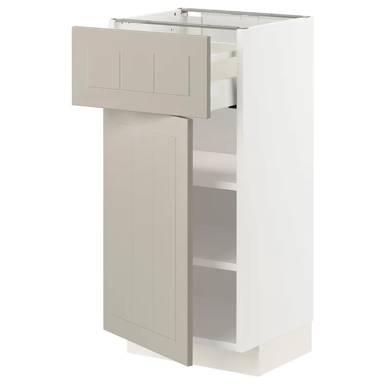 IKEA METOD МЕТОД / MAXIMERA МАКСИМЕРА, напольный шкаф с ящиком / дверцей, белый / Стенсунд бежевый, 40x37 см 294.603.17 фото №1
