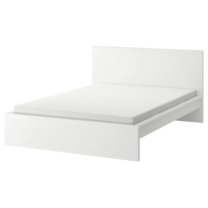 IKEA MALM МАЛЬМ, каркас кровати с матрасом, белый / Ебыгда средней жесткости, 160x200 см 595.447.78 фото №1