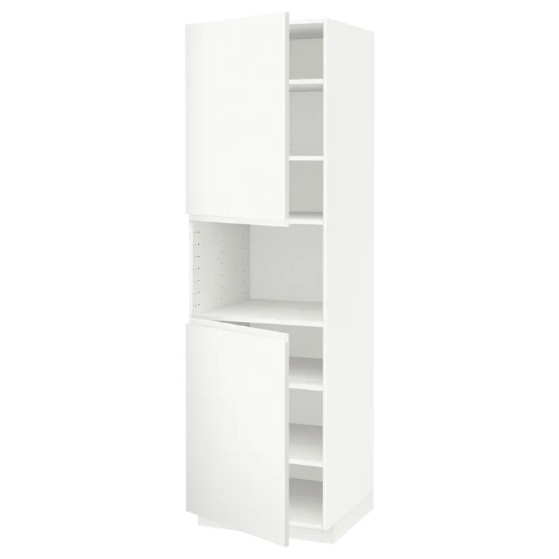 IKEA METOD МЕТОД, вис шафа д / мікрохв печі / 2 двер / пол, білий / Voxtorp матовий білий, 60x60x200 см 094.677.63 фото №1