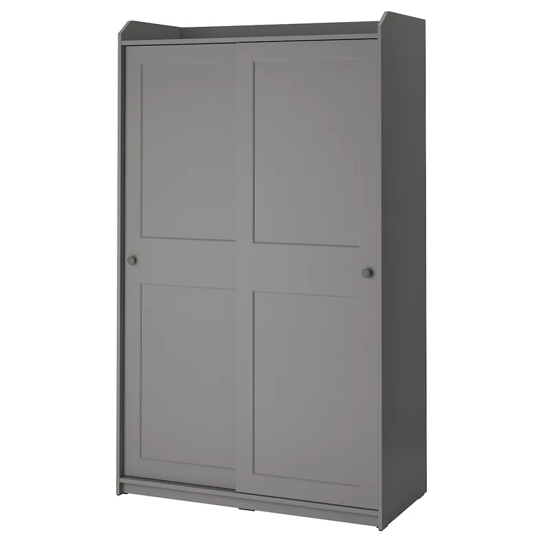 IKEA HAUGA ХАУГА, гардероб с раздвижными дверями, серый, 118x55x199 см 604.072.71 фото №1