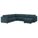IKEA VIMLE ВИМЛЕ, 5-местный угловой диван, с шезлонгом/Hillared темно-синий 094.343.53 фото thumb №1