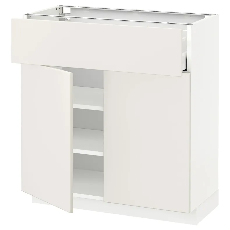 IKEA METOD МЕТОД / MAXIMERA МАКСІМЕРА, підлогова шафа, шухляда / 2 дверцят, білий / ВЕДДІНГЕ білий, 80x37 см 194.677.91 фото №1