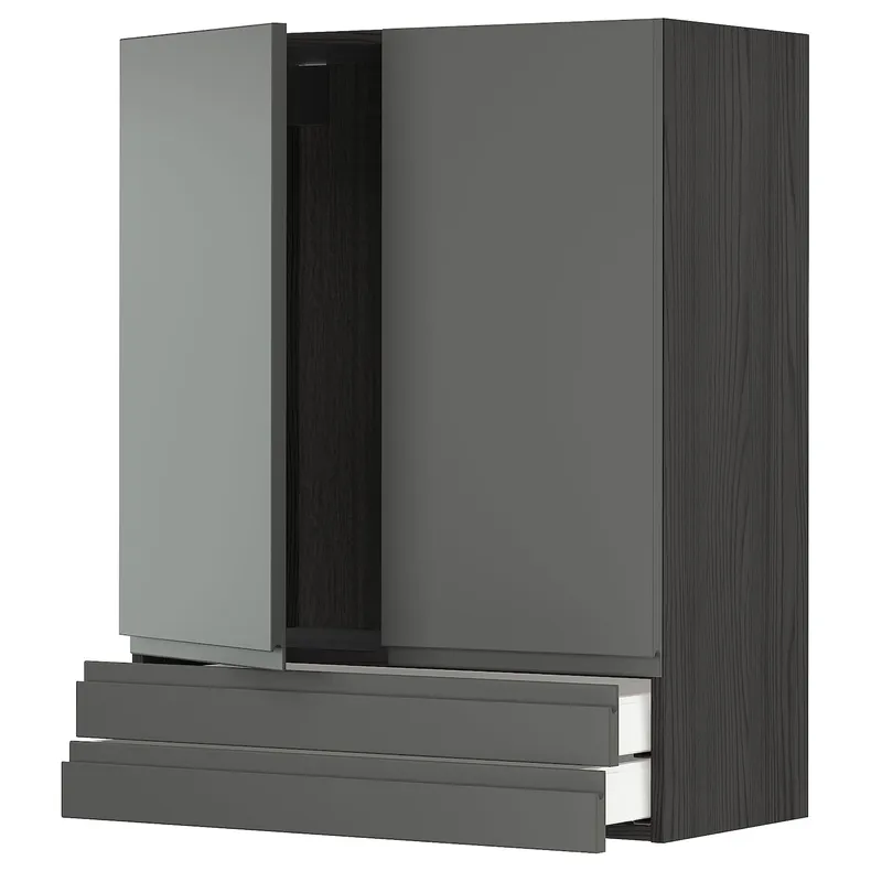 IKEA METOD МЕТОД / MAXIMERA МАКСІМЕРА, навісна шафа, 2 дверцят / 2 шухляди, чорний / Voxtorp темно-сірий, 80x100 см 194.644.29 фото №1