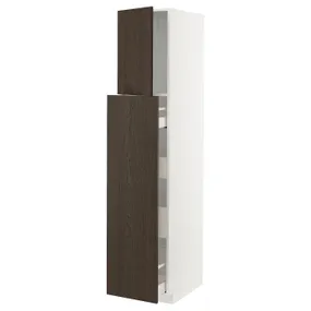 IKEA METOD МЕТОД / MAXIMERA МАКСИМЕРА, высокий шкаф / выдвижн секция / 1дв / 4ящ, белый / сине-коричневый, 40x60x200 см 294.686.10 фото