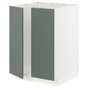 IKEA METOD МЕТОД, підлогова шафа для мийки+2 дверцят, білий / БОДАРП сіро-зелений, 60x60 см 094.578.44 фото thumb №1