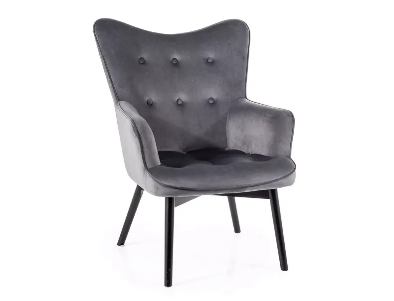 Мягкое кресло бархатное SIGNAL CARMEN Velvet, Bluvel 14 - серый фото №1