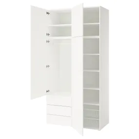 IKEA PLATSA, шкаф 4 двери+3 ящика, Белый/фондовый белый, 120x57x241 см 195.858.79 фото