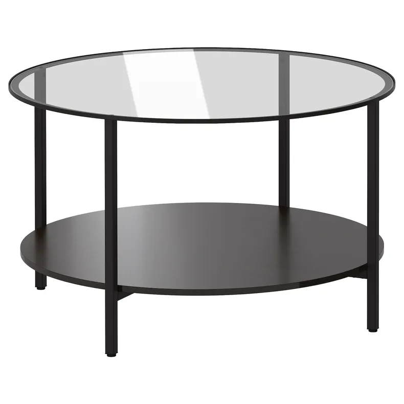 IKEA VITTSJÖ ВИТШЁ, журнальный стол, черно-коричневый / стекло, 75 см 802.133.09 фото №1