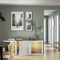 IKEA BESTÅ БЕСТО, комбинация для хранения с дверцами, дуб, окрашенный в белый цвет Glassvik / белый / светло-зеленый матовое стекло, 180x42x65 см 994.888.22 фото thumb №5