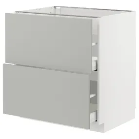 IKEA METOD МЕТОД / MAXIMERA МАКСИМЕРА, напольный шкаф 2фасада / 2выс ящика, белый / светло-серый, 80x60 см 795.379.65 фото