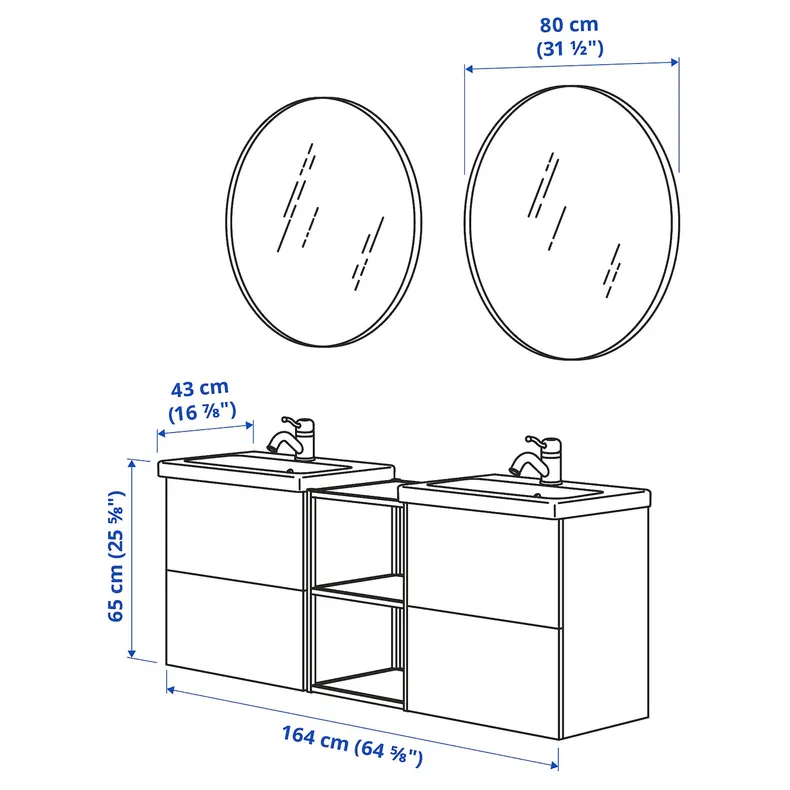 IKEA ENHET ЕНХЕТ, ванна, антрацитовий/сірий каркас, 164x43x65 см 695.473.66 фото №3