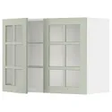 IKEA METOD МЕТОД, настінна шафа, полиці / 2 склх дверц, білий / Стенсунд світло-зелений, 80x60 см 894.864.61 фото thumb №1